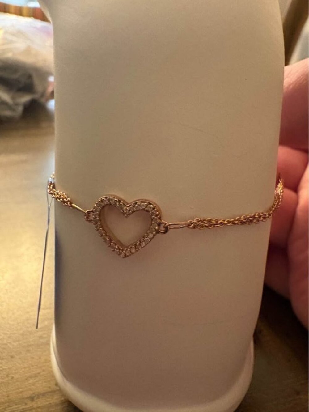 Sterling Silver 0.25 CTTW Natural Diamond Heart Bracelet